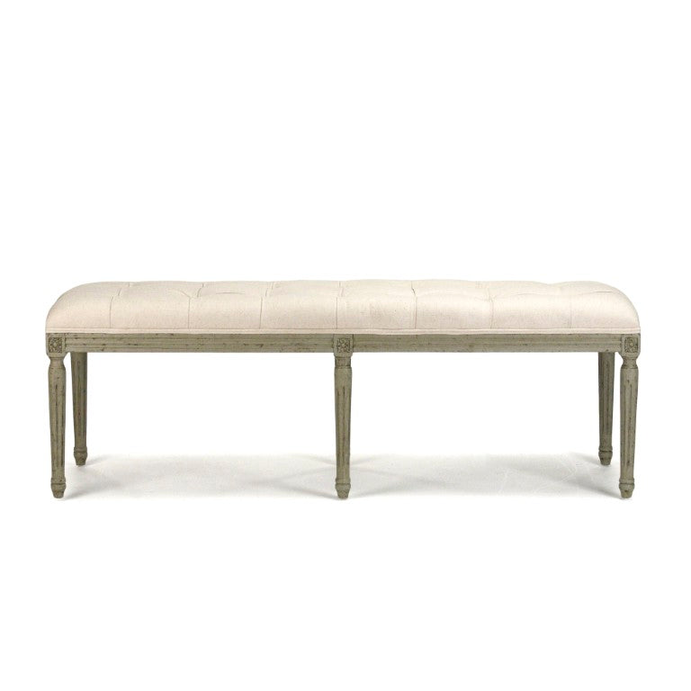 Zentique Louis Tufted Bench with Solid Birch Frame, Cotton Upholstery, Supportive Seating for Entryway or Bedroom CFH034-3 432 C020