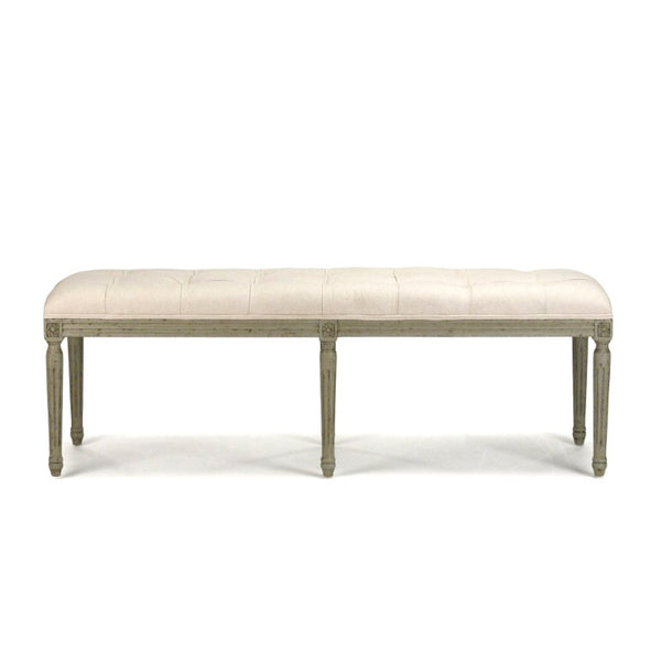 Zentique Louis Tufted Bench with Solid Birch Frame, Cotton Upholstery, Supportive Seating for Entryway or Bedroom CFH034-3 432 C020