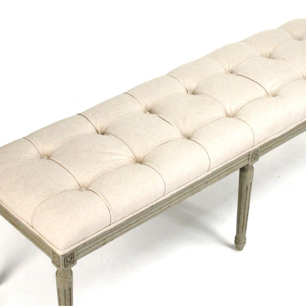 Zentique Louis Tufted Bench with Solid Birch Frame, Cotton Upholstery, Supportive Seating for Entryway or Bedroom CFH034-3 432 C020