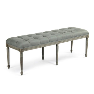 Zentique Louis Tufted Bench with Birch Frame and Premium Linen Upholstery — Elegant Seating for Entryway or Bedroom Faux Olive Green Birch, Sage Linen CFH034-3 432 I
