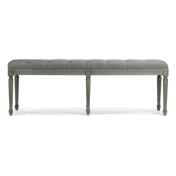 Zentique Louis Tufted Bench with Birch Frame and Premium Linen Upholstery — Elegant Seating for Entryway or Bedroom Faux Olive Green Birch, Sage Linen CFH034-3 432 I