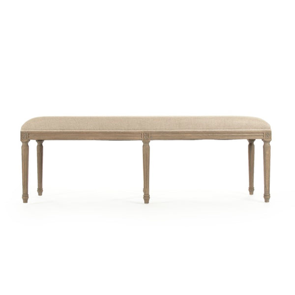 Zentique Louis Red Striped Bench Oak Frame with Tailored Linen Cushion — Timeless Red Accent Seating for Entryway CFH034-3 E255-3 A034 Red Stripe