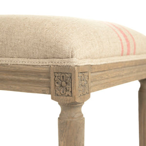 Zentique Louis Red Striped Bench Oak Frame with Tailored Linen Cushion — Timeless Red Accent Seating for Entryway CFH034-3 E255-3 A034 Red Stripe