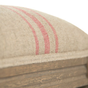 Zentique Louis Red Striped Bench Oak Frame with Tailored Linen Cushion — Timeless Red Accent Seating for Entryway CFH034-3 E255-3 A034 Red Stripe