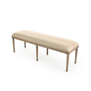 Zentique Louis Red Striped Bench Oak Frame with Tailored Linen Cushion — Timeless Red Accent Seating for Entryway CFH034-3 E255-3 A034 Red Stripe
