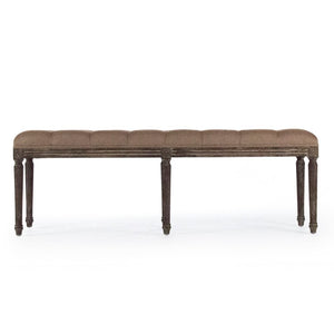 Zentique Louis Tufted Bench with Neutral Linen Upholstery and Solid Oak Legs for Stylish Entryway Seating Limed Charcoal Oak, Copper Linen CFH034-3 E271 A006