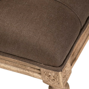 Zentique Louis Tufted Bench with Neutral Linen Upholstery and Solid Oak Legs for Stylish Entryway Seating Limed Grey Oak, Aubergine Linen CFH034-3 E272 A008