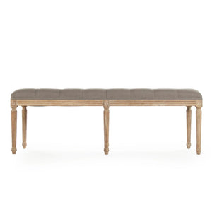 Zentique Louis Tufted Bench with Neutral Linen Upholstery and Solid Oak Legs for Stylish Entryway Seating Limed Grey Oak, Grey Linen CFH034-3 E272 A048