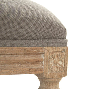 Zentique Louis Tufted Bench with Neutral Linen Upholstery and Solid Oak Legs for Stylish Entryway Seating Limed Grey Oak, Grey Linen CFH034-3 E272 A048