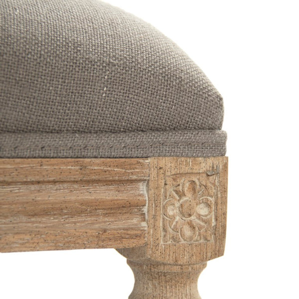 Zentique Louis Tufted Bench with Neutral Linen Upholstery and Solid Oak Legs for Stylish Entryway Seating Limed Grey Oak, Grey Linen CFH034-3 E272 A048