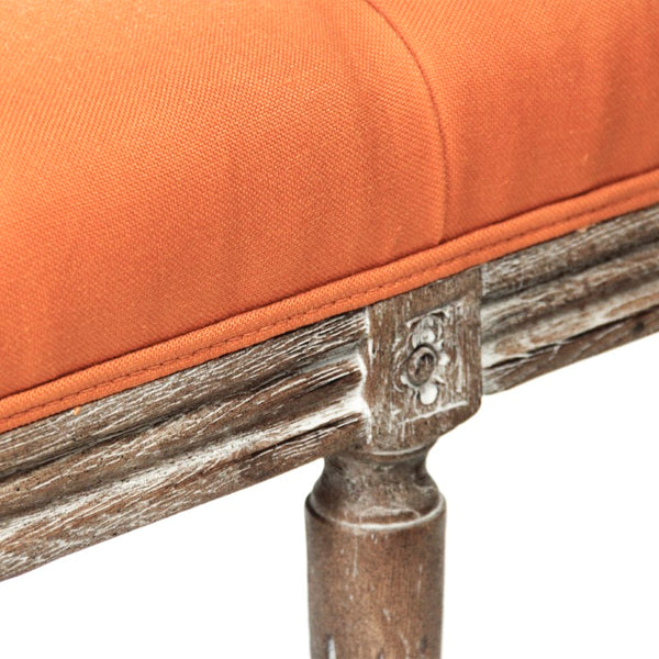 Zentique Louis Tufted Bench with Neutral Linen Upholstery and Solid Oak Legs for Stylish Entryway Seating Limed Grey Oak, Orange Linen CFH034-3 E272 S