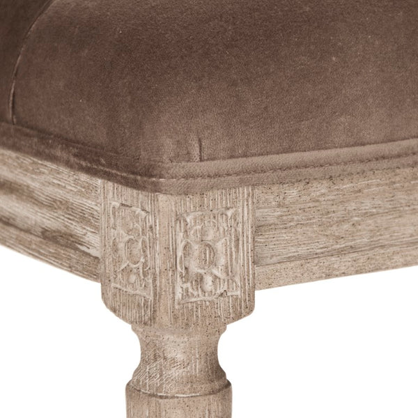Zentique Louis Tufted Bench with Velvet Upholstery and Solid Oak Frame — Timeless Comfort for Entryway or Bedroom Limed Grey Oak, Brown Velvet CFH034-3 E272 V011