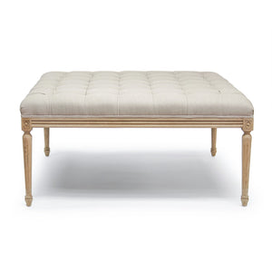 Louis Tufted Ottoman Natural Oak, Natural Linen CFH034 E255 A003 Zentique