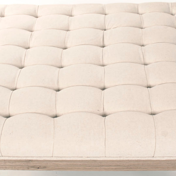Louis Tufted Ottoman Natural Oak, Off-White Cotton CFH034 E255 C020 Zentique