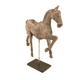 Resin Horse on Stand Distressed Taupe, Black BCH064I Zentique