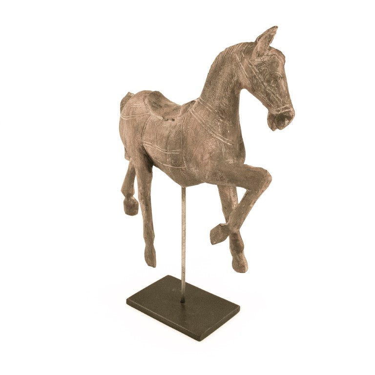 Zentique Resin Horse Sculpture on Metal Stand — Realistic Textured Equestrian Accent for Shelves, Mantels, Desks (W10xH13.25) BCH064I