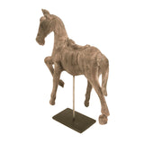 Resin Horse on Stand Distressed Taupe, Black BCH064I Zentique