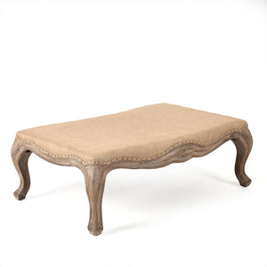 Belmont Ottoman Limed Grey Oak, Hemp Linen, Burlap CFH111-O E272 Jute H009 Zentique