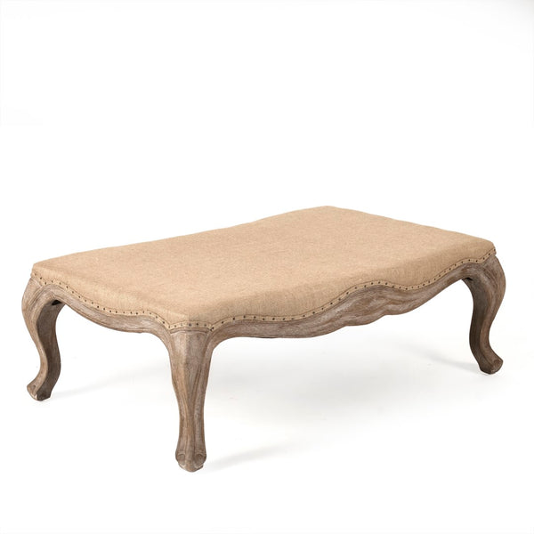 Belmont Ottoman Limed Grey Oak, Hemp Linen, Burlap CFH111-O E272 Jute H009 Zentique