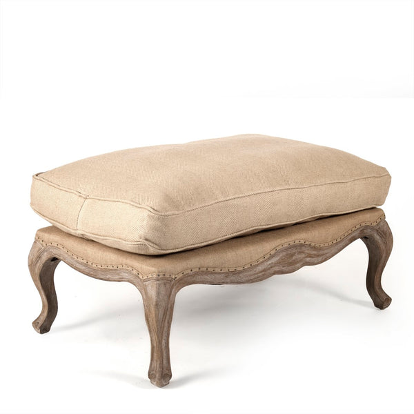 Belmont Ottoman Limed Grey Oak, Hemp Linen, Burlap CFH111-O E272 Jute H009 Zentique
