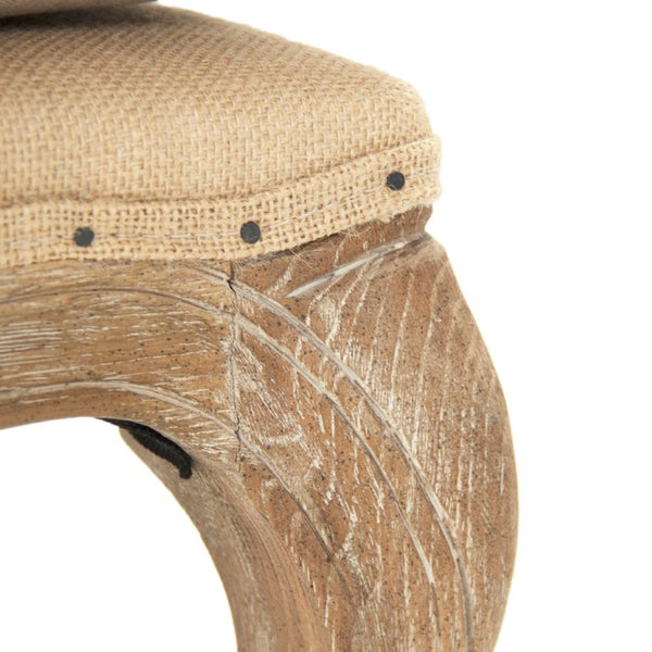 Zentique Belmont Ottoman with Solid Oak Frame and Textured Linen Blend Top — Versatile Seating, Footrest, Table Limed Grey Oak, Natural Linen/Burlap CFH111-O E272 A003/Jute