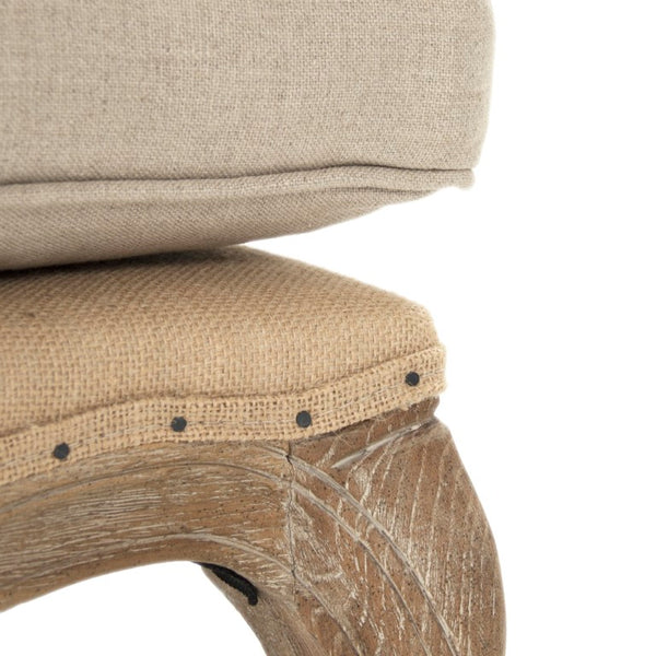 Zentique Belmont Ottoman with Solid Oak Frame and Textured Linen Blend Top — Versatile Seating, Footrest, Table Limed Grey Oak, Natural Linen/Burlap CFH111-O E272 A003/Jute