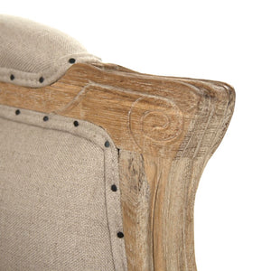 Zentique Belmont Club Chair with Solid Oak Frame, Linen-Blend Upholstery, Supportive Foam Comfort, Rustic Elegance Limed Grey Oak, Natural Linen/Burlap CFH111 E272 A003/Jute