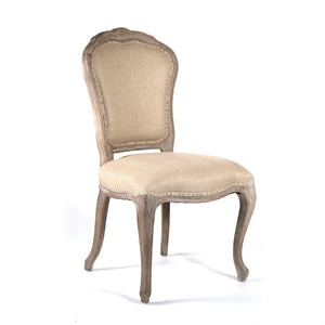 Zentique Lyon Oak Side Chair with Linen Upholstery — Ergonomic Cushioned Seat, Tapered Legs, Durable Craftsmanship CFH113 E272 H009