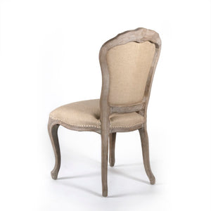 Zentique Lyon Oak Side Chair with Linen Upholstery — Ergonomic Cushioned Seat, Tapered Legs, Durable Craftsmanship CFH113 E272 H009