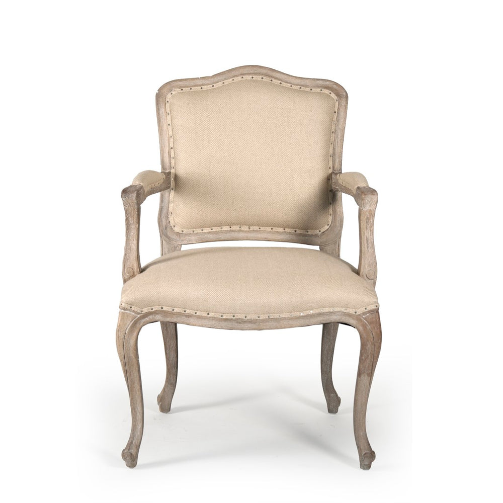 Zentique Cannes Arm Chair - Luxurious Oak & Hemp Linen Seating With Limed Grey Finish For Elegant Living Spaces Limed Grey Oak,Hemp Linen Oak,Linen Cfh121 Arm E272 H009