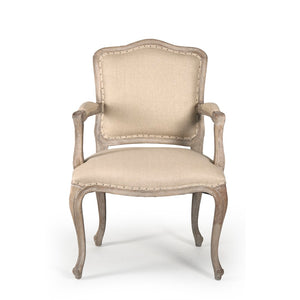 Zentique Cannes Arm Chair - Luxurious Oak & Hemp Linen Seating With Limed Grey Finish For Elegant Living Spaces Limed Grey Oak,Hemp Linen Oak,Linen Cfh121 Arm E272 H009