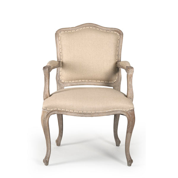 Zentique Cannes Arm Chair - Luxurious Oak & Hemp Linen Seating With Limed Grey Finish For Elegant Living Spaces Limed Grey Oak,Hemp Linen Oak,Linen Cfh121 Arm E272 H009
