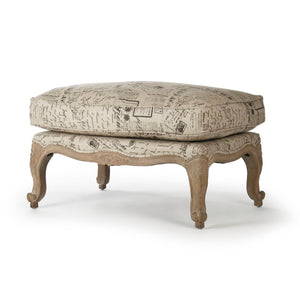Zentique Paris Ottoman - Exquisite Limed Grey Oak With Linen Upholstery For Cozy Elegance & Versatile Style Limed Grey Oak,Natural Linen With Brown Prints Oak,Linen Cfh124-o E272 #41