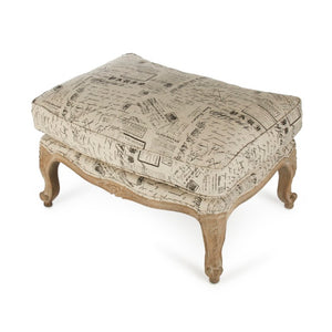 Zentique Paris Ottoman Solid Oak Frame Linen Upholstery — Versatile Footrest, Extra Seating & Timeless Accent (98) CFH124-O E272 #41
