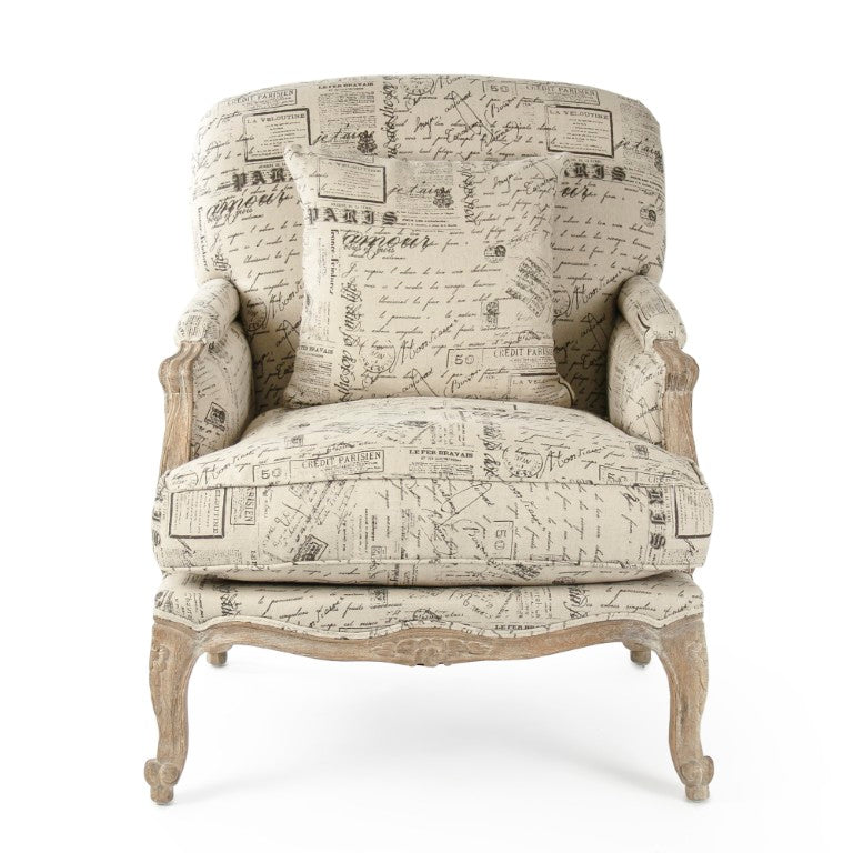 Zentique Paris Club Chair Linen Oak Frame — Timeless Parisian Club Silhouette, Deep Comfort, Neutral Chic (97 chars) CFH124 E272 #41
