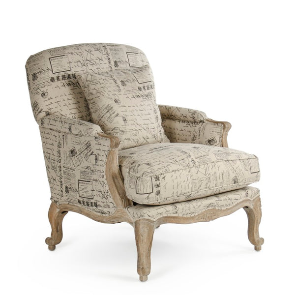 Zentique Paris Club Chair Linen Oak Frame — Timeless Parisian Club Silhouette, Deep Comfort, Neutral Chic (97 chars) CFH124 E272 #41