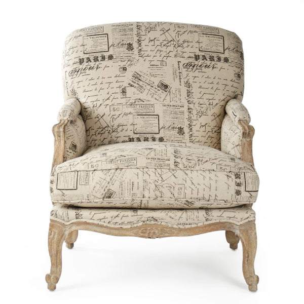 Zentique Paris Club Chair Linen Oak Frame — Timeless Parisian Club Silhouette, Deep Comfort, Neutral Chic (97 chars) CFH124 E272 #41