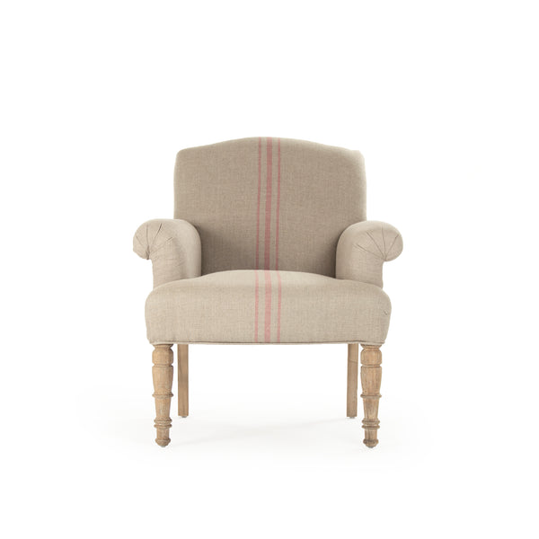 Rana Club Chair Limed Grey Oak, Khaki Linen with Red Stripe CFH132 E272 Red Stripe Zentique