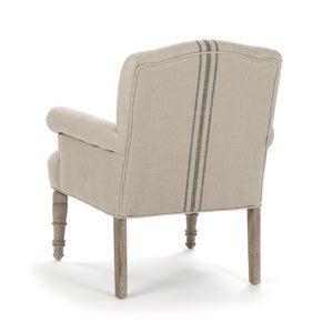 Zentique Rana Club Chair with Solid Oak Frame and Premium Linen Upholstery for Timeless Comfort and Style Limed Grey Oak, Natural Linen with Blue Stripe CFH132 E272 Blue Stripe