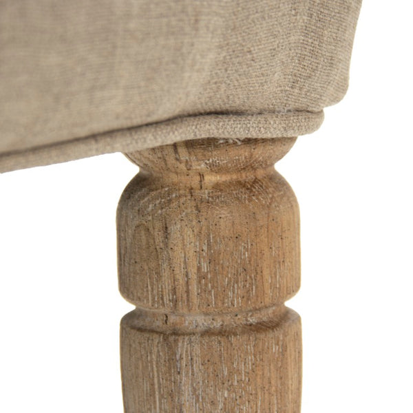 Zentique Rana Club Chair with Solid Oak Frame and Premium Linen Upholstery for Timeless Comfort and Style Limed Grey Oak, Khaki Linen with Red Stripe CFH132 E272 Red Stripe