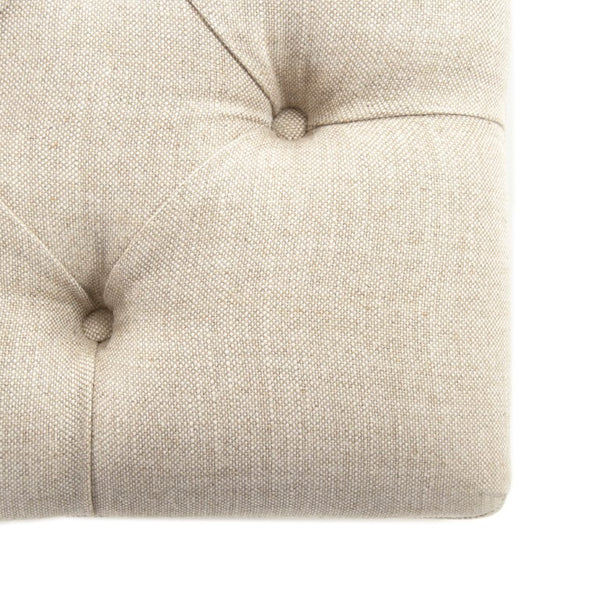 Zentique Rectangular Tufted Ottoman in Linen with Solid Oak Legs — Versatile Footrest, Seat, Coffee Table Alternative W55.25 x H17.5 x D31.5 CFH136-Z E272 A015-A Rec