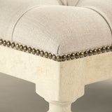 Square Tufted Ottoman Distressed Ivory Birch, Natural Linen CFH136-Z 309 A003 Zentique