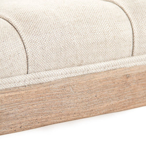 Square Tufted Ottoman Limed Grey Oak, Cream Natural Linen CFH136-Z E272 A015-A Zentique