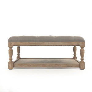 Square Tufted Ottoman Limed Grey Oak, Grey Linen CFH136-Z E272 A048 Zentique