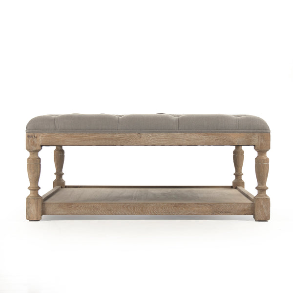 Square Tufted Ottoman Limed Grey Oak, Grey Linen CFH136-Z E272 A048 Zentique
