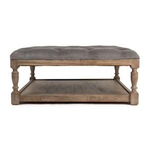 Square Tufted Ottoman Limed Grey Oak, Grey Velvet CFH136-Z E272 V072 Zentique