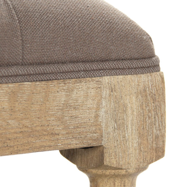 Zentique Square Tufted Ottoman: Linen-Upheld Button Top with Solid Oak Legs for Seating, Footrest, Versatile Surface Limed Grey Oak, Aubergine Linen CFH136-Z E272 A008