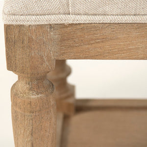 Zentique Rectangular Tufted Bench with Linen Upholstery, Oak Legs, Padded Seat & Modern-Traditional Style 94 chars CFH136 E272 A015-A BENCH