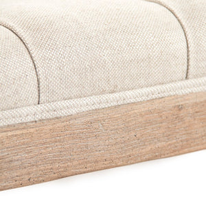 Zentique Square Tufted Ottoman with Oak Frame and Linen Upholstery | Versatile Coffee Table, Seat, Footrest Limed Grey Oak, Cream Natural Linen CFH136-Z E272 A015-A