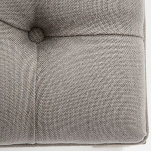 Zentique Square Tufted Ottoman: Linen-Upheld Button Top with Solid Oak Legs for Seating, Footrest, Versatile Surface Limed Grey Oak, Grey Linen CFH136-Z E272 A048